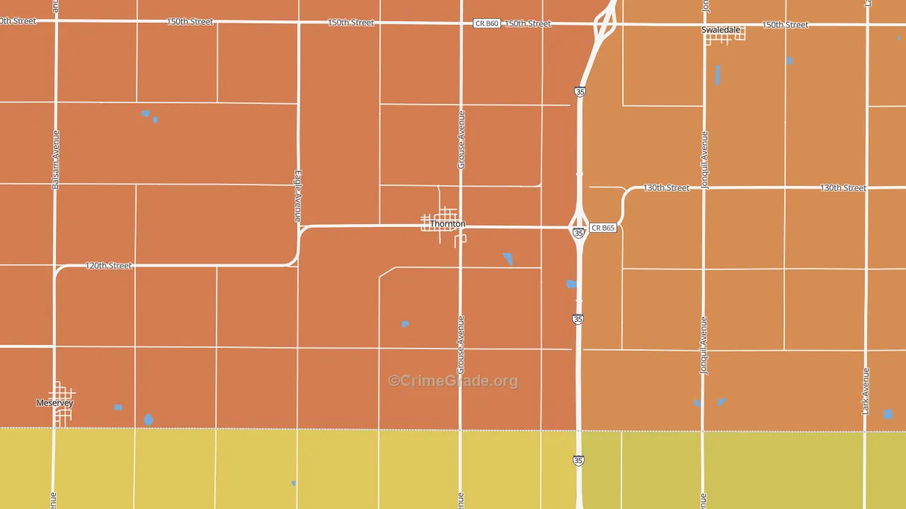 Thornton, IA Map of Murder Rates