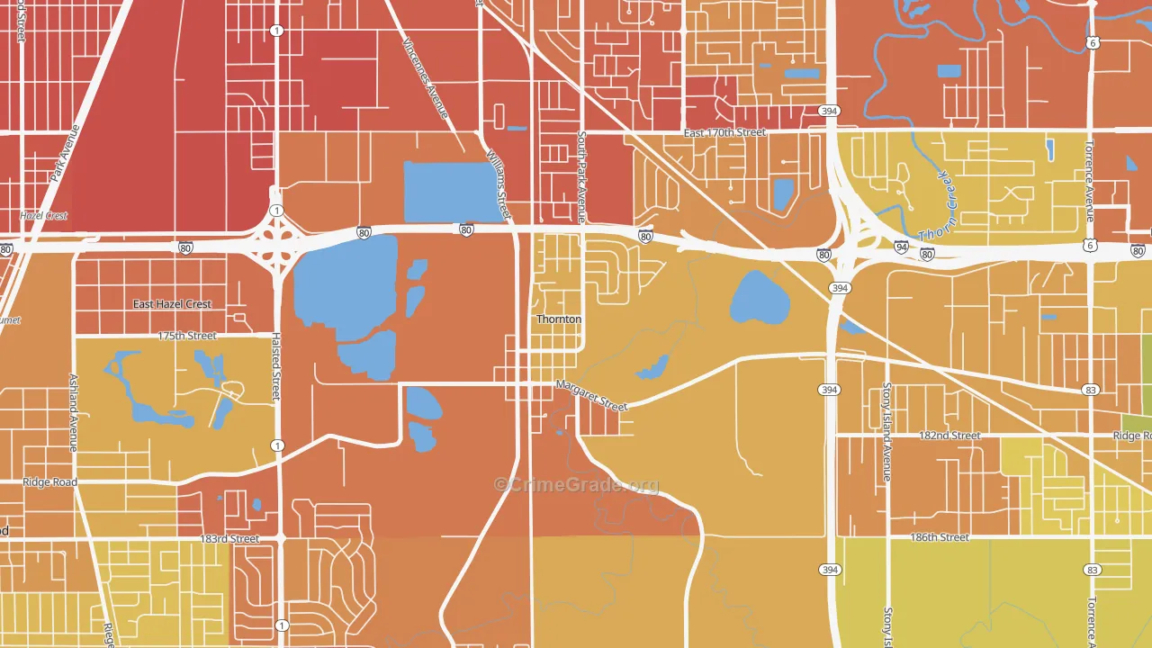Thornton, IL Map of Murder Rates