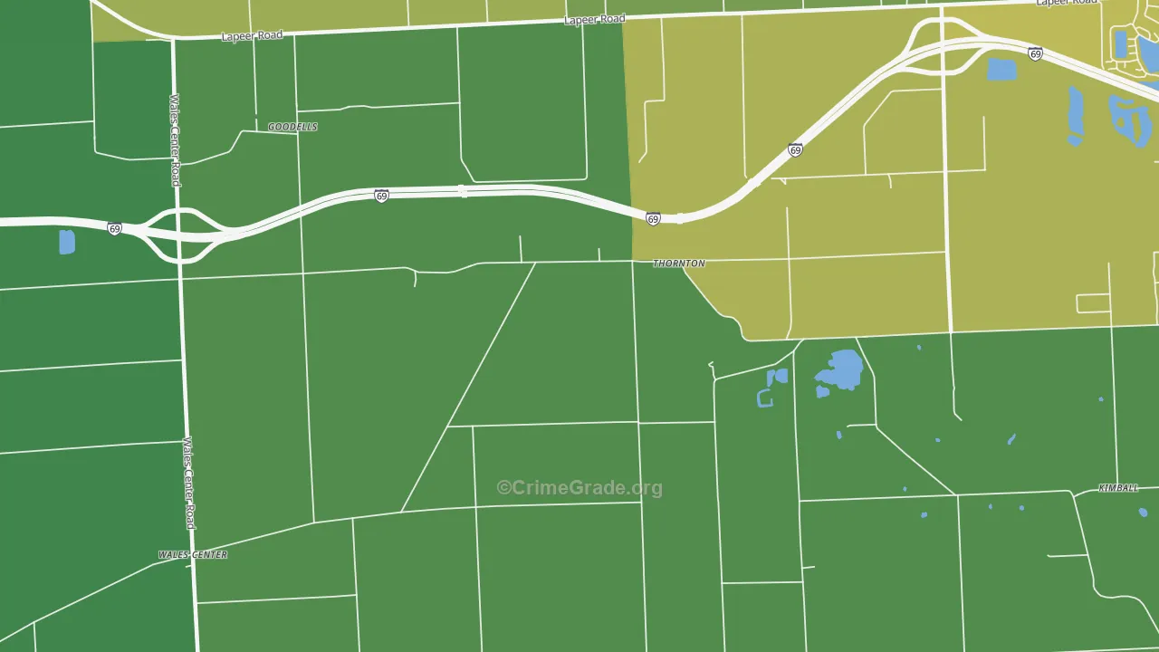 Thornton, MI Map of Murder Rates