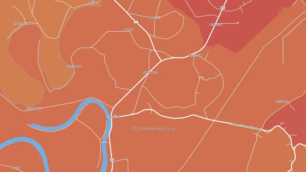 Thornton, MS Map of Murder Rates
