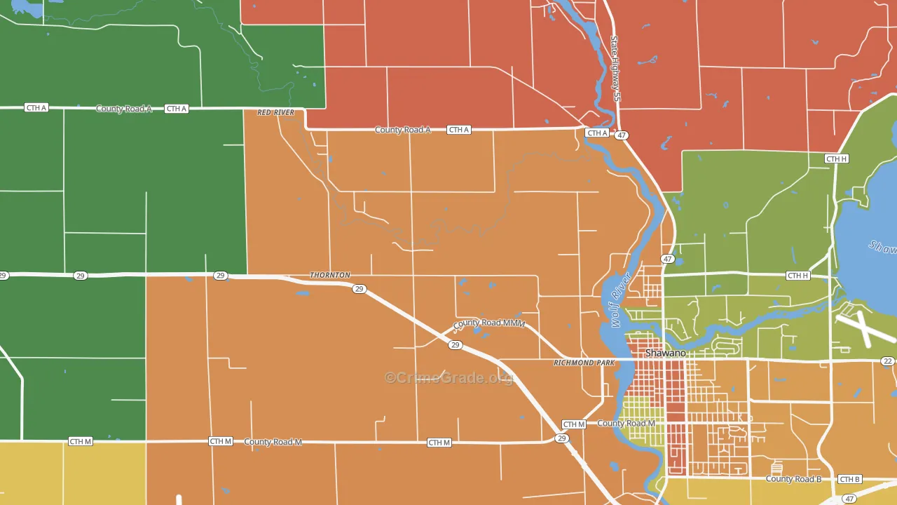 Thornton, WI Map of Murder Rates
