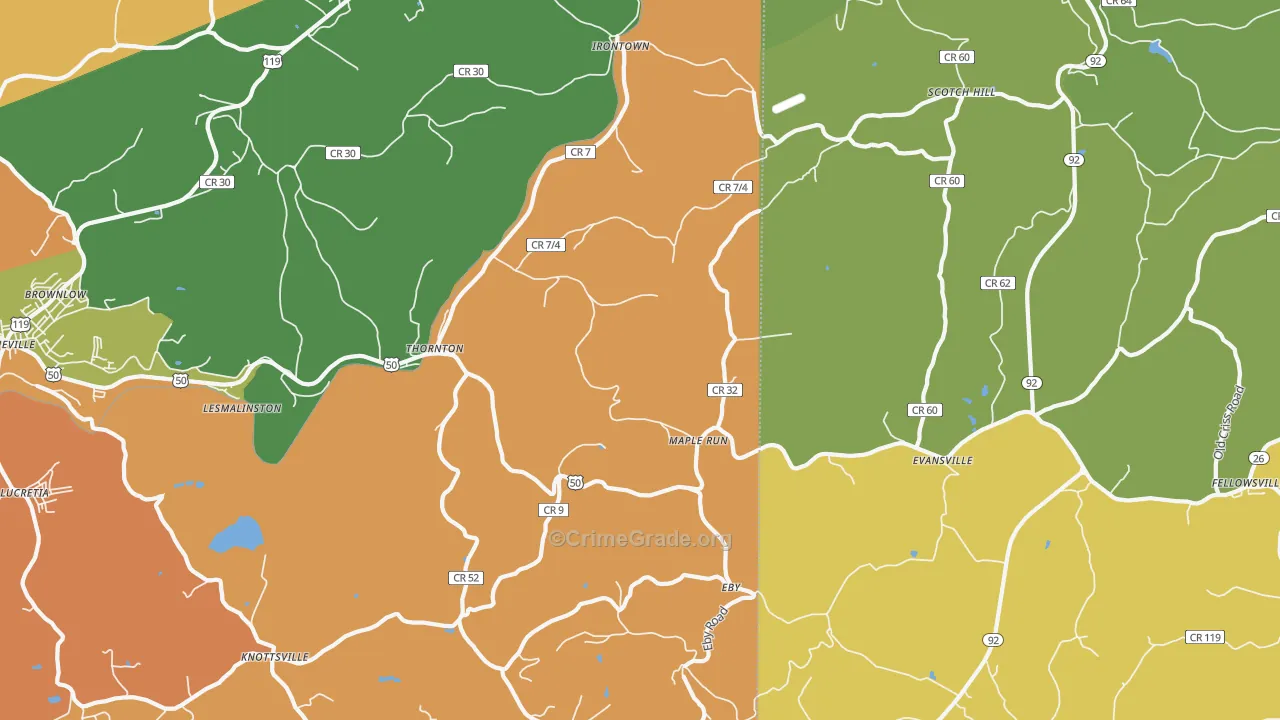 Thornton, WV Map of Murder Rates