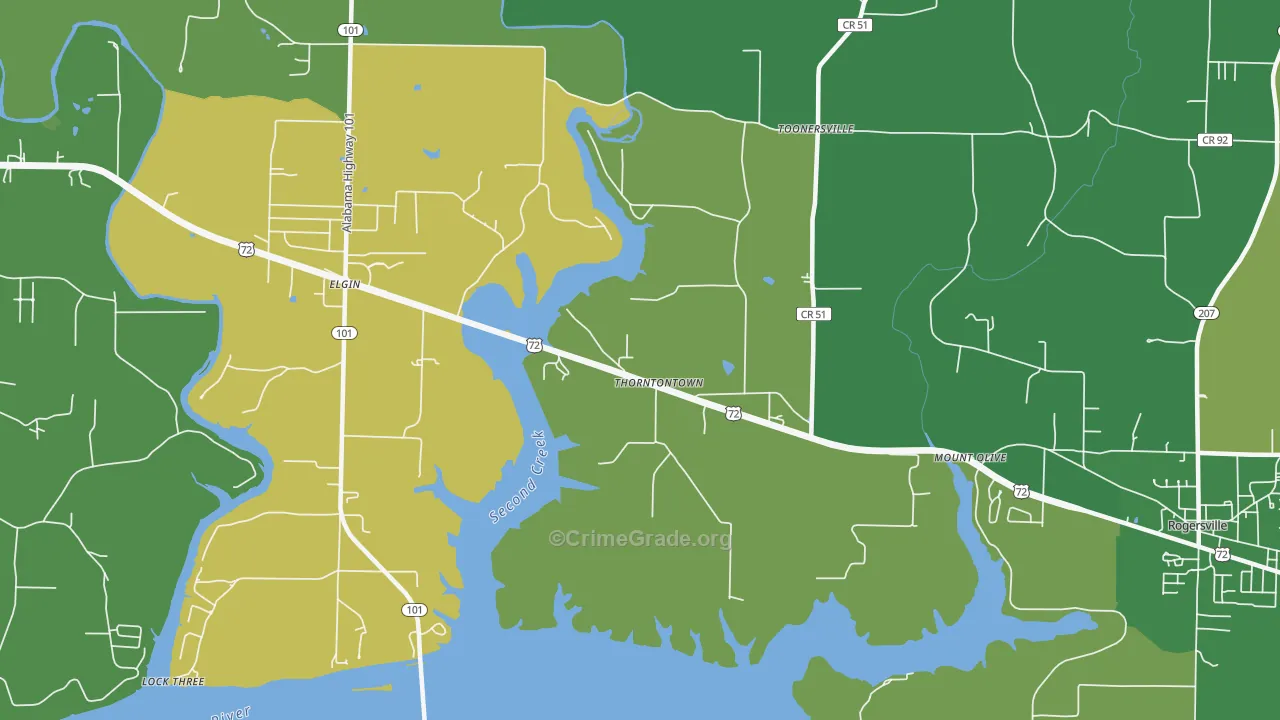 Thorntontown, AL Map of Murder Rates