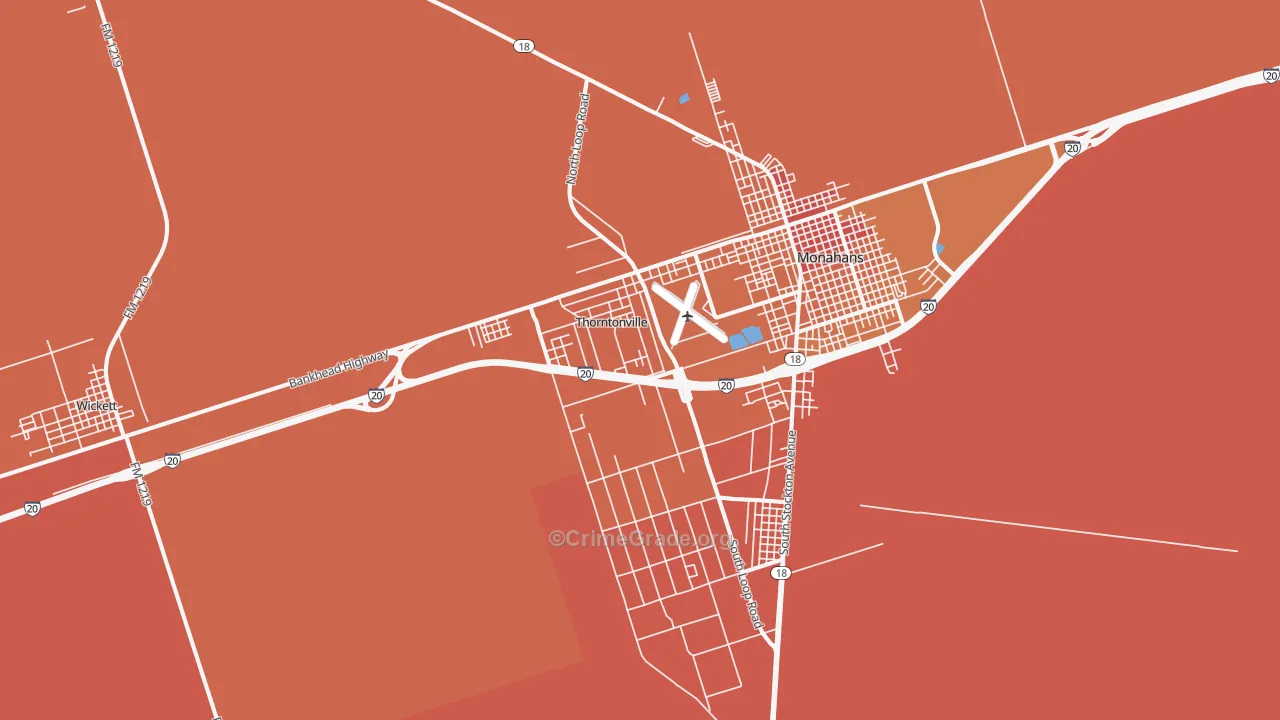 Thorntonville, TX Map of Murder Rates