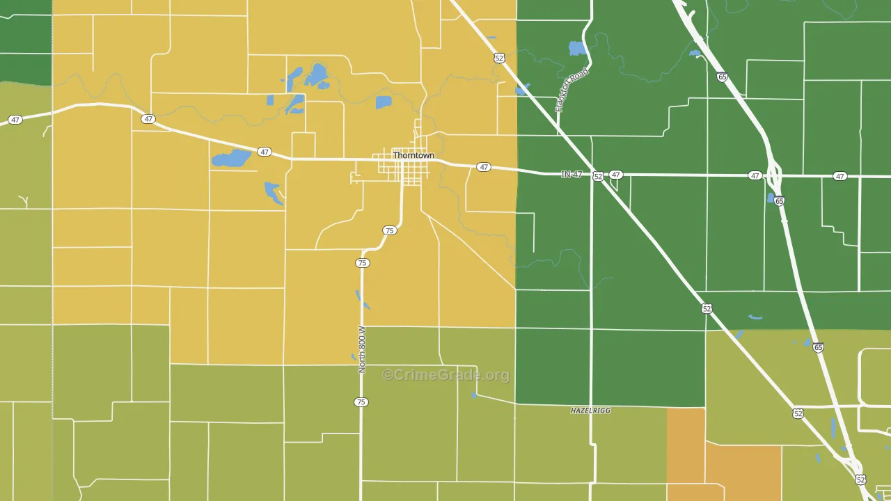 Thorntown, IN Map of Murder Rates