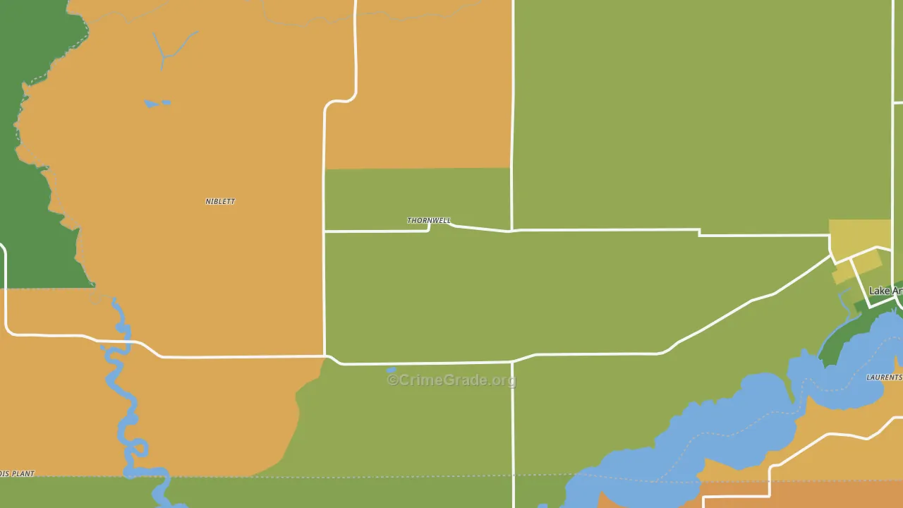 Thornwell, LA Map of Murder Rates