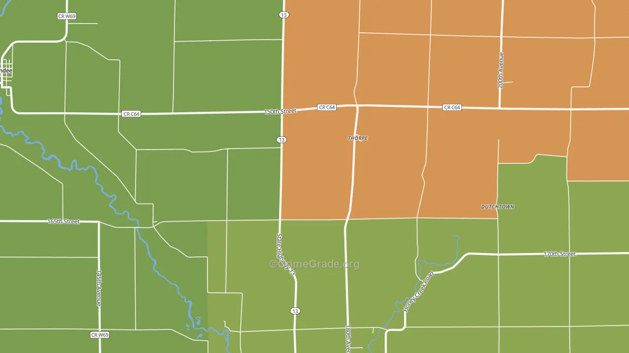 Thorpe, IA Map of Murder Rates
