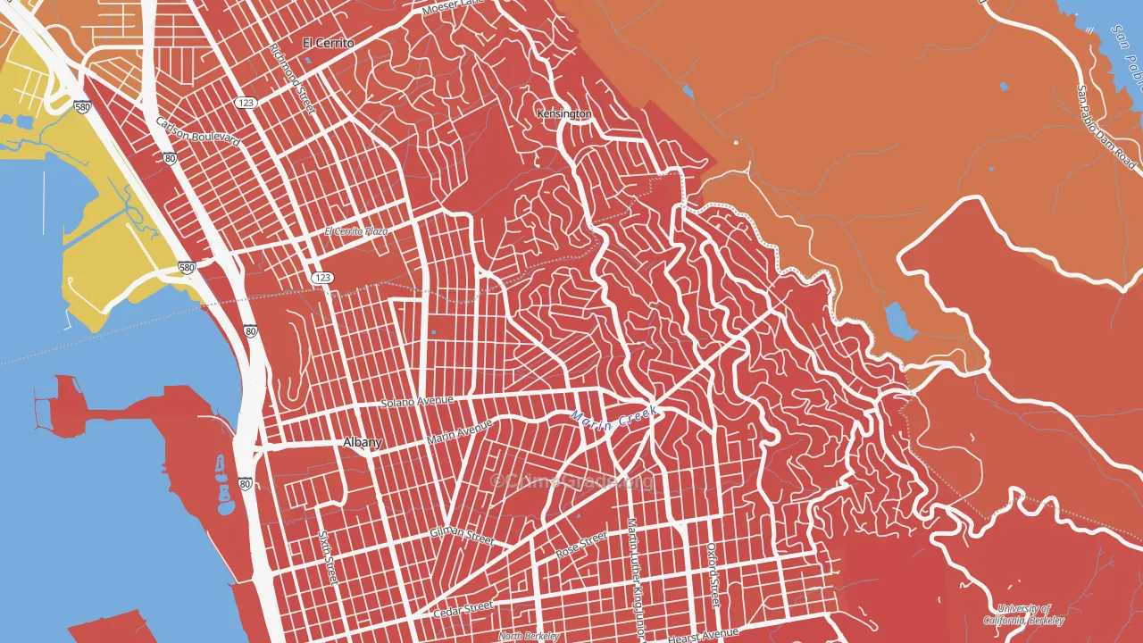Thousand Oaks, Berkeley, CA Map of Murder Rates