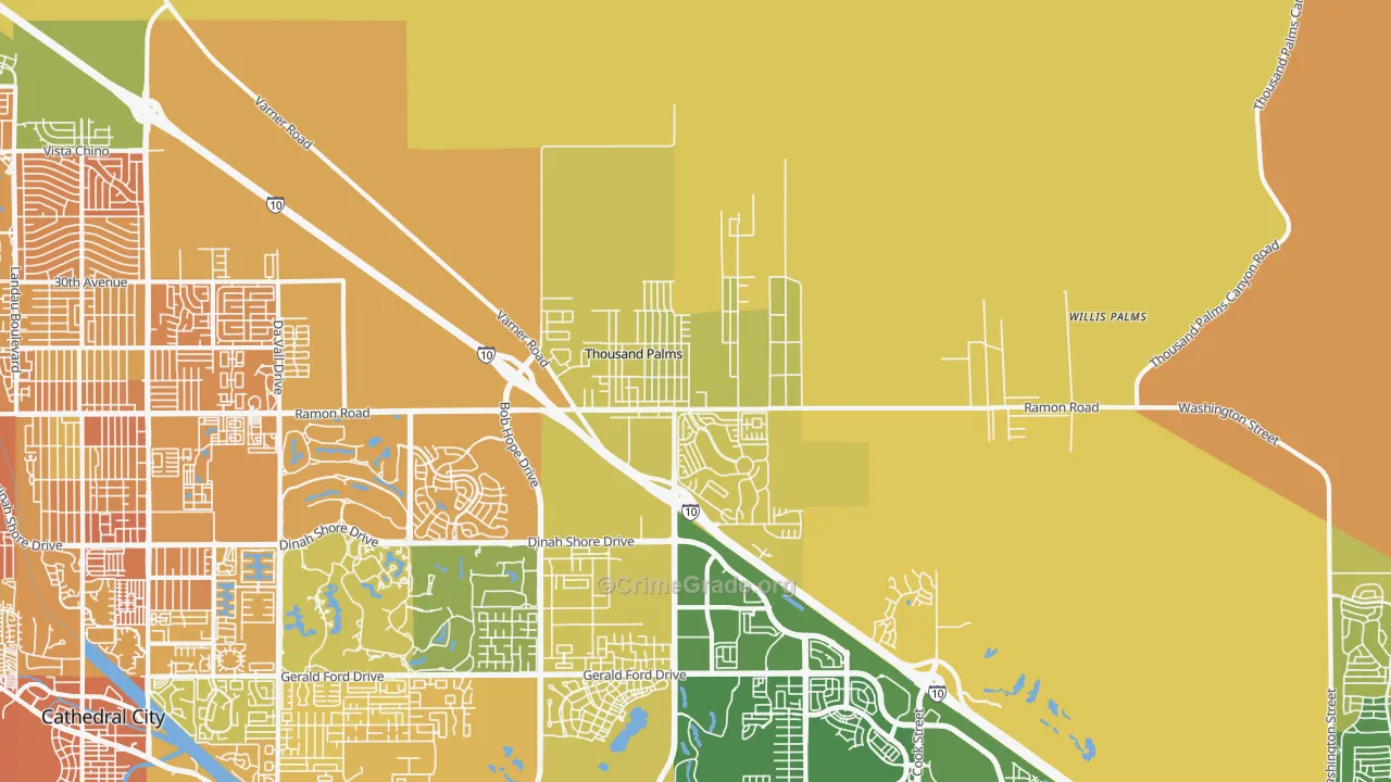 Thousand Palms, CA Map of Murder Rates