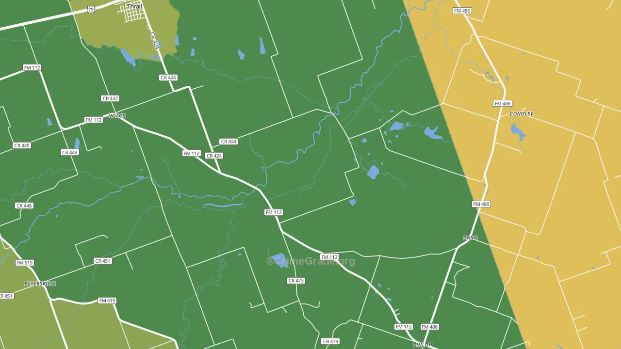 Thrall, TX Map of Murder Rates