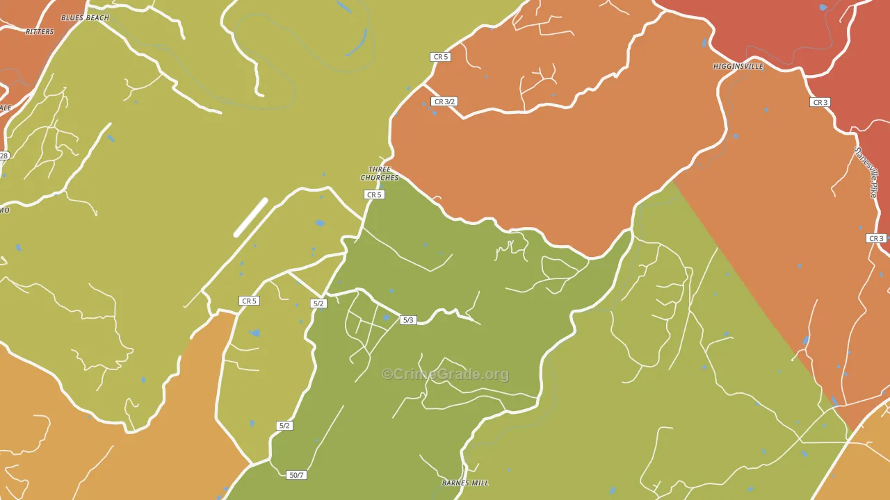 Three Churches, WV Map of Murder Rates