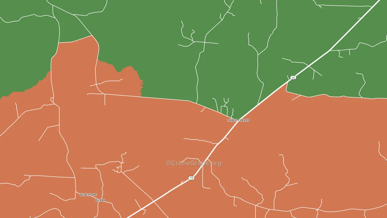 Three Creeks, AR Map of Murder Rates