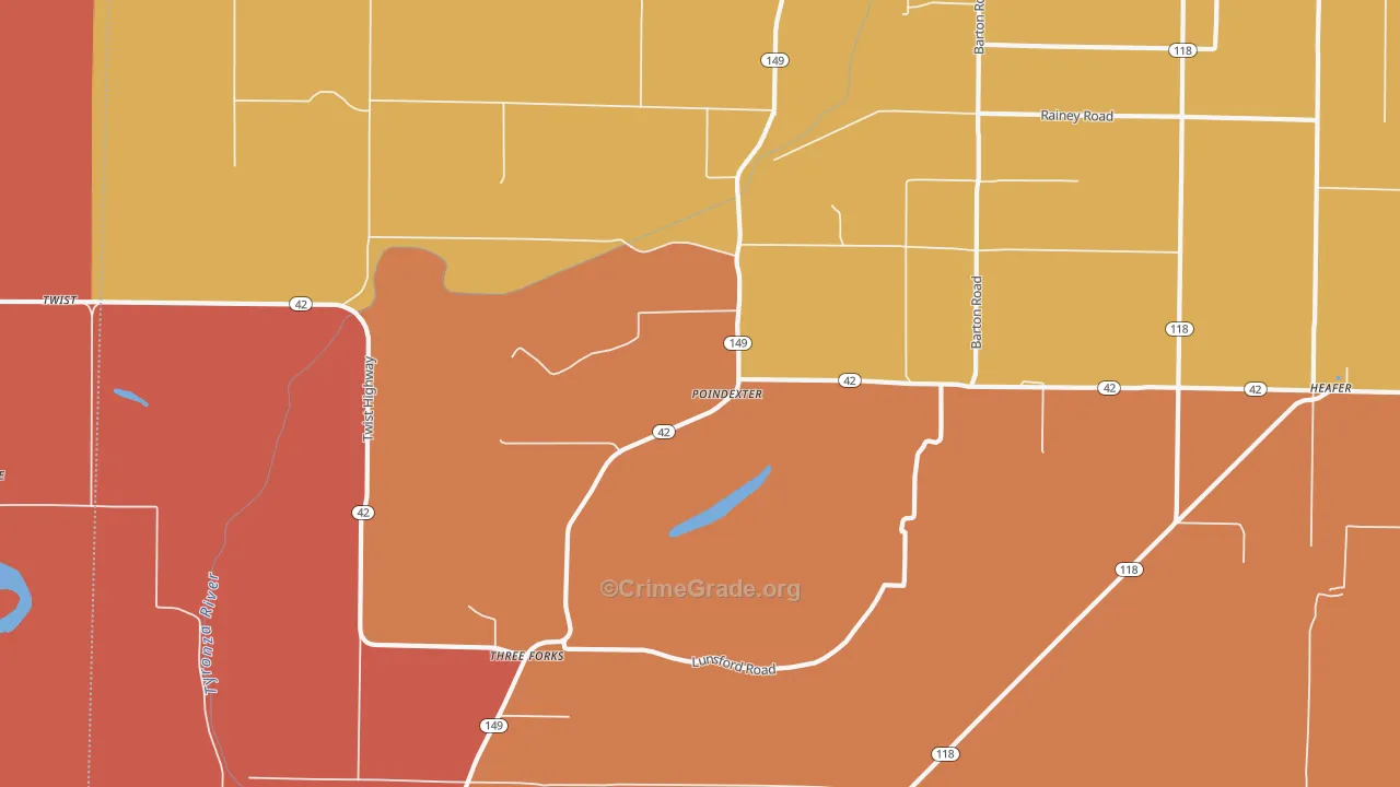 Three Forks, AR Map of Murder Rates