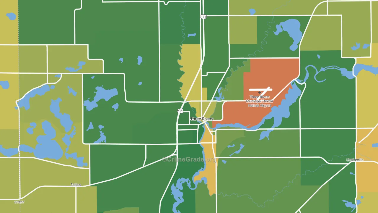 Three Rivers, MI Map of Murder Rates