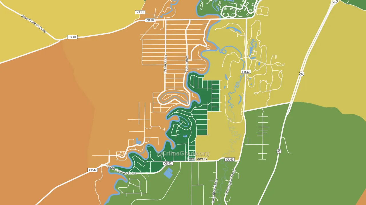 Three Rivers, OR Map of Murder Rates