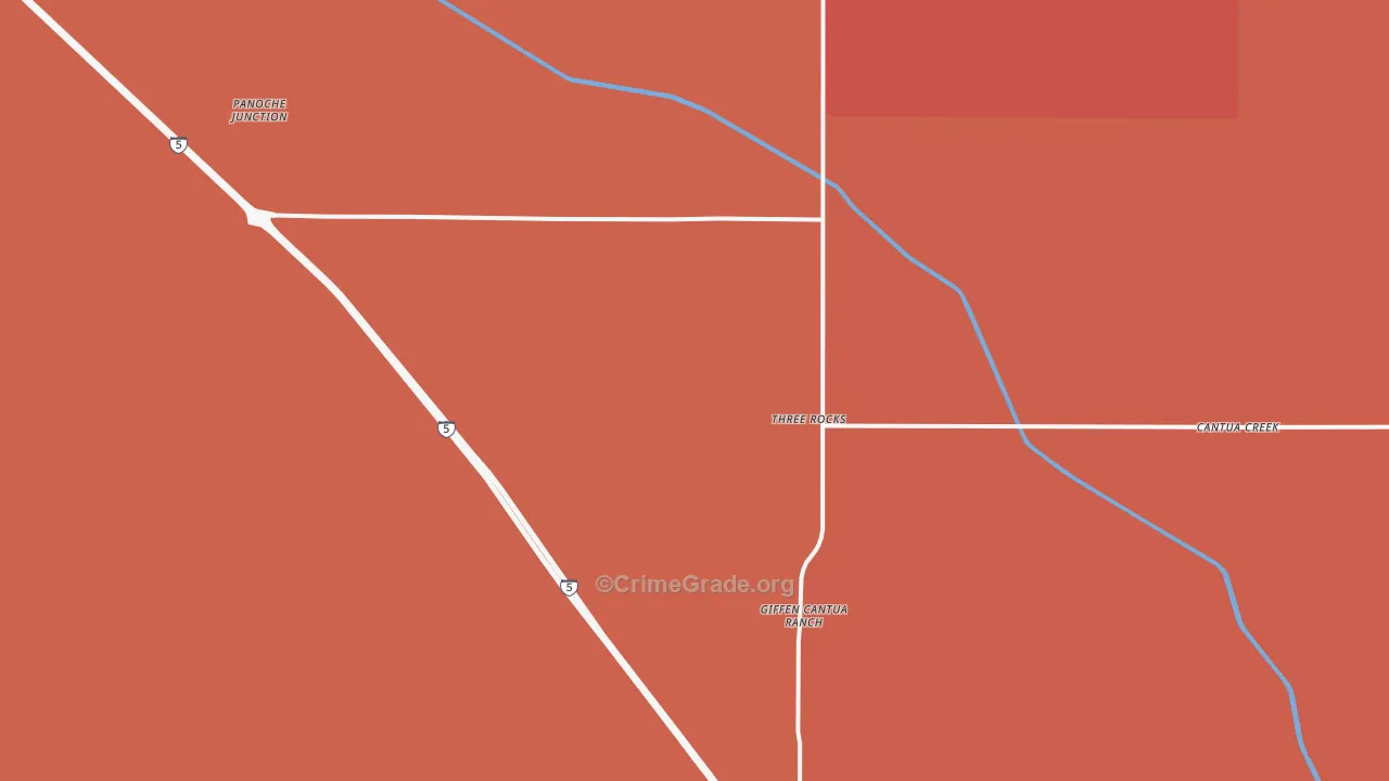 Three Rocks, CA Map of Murder Rates
