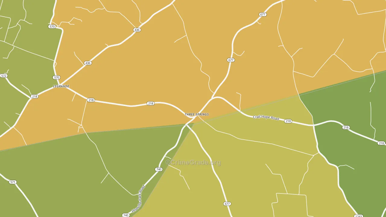 Three Springs, KY Map of Murder Rates