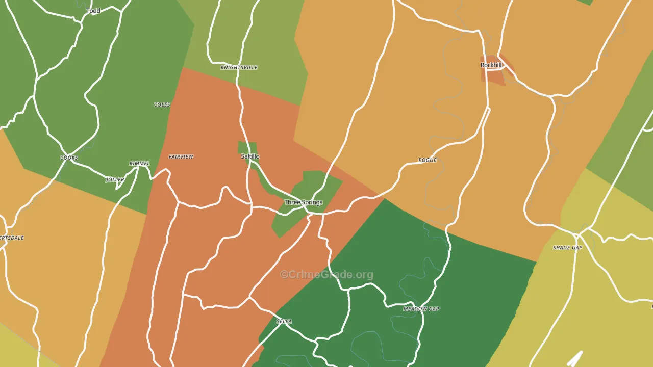 Three Springs, PA Map of Murder Rates