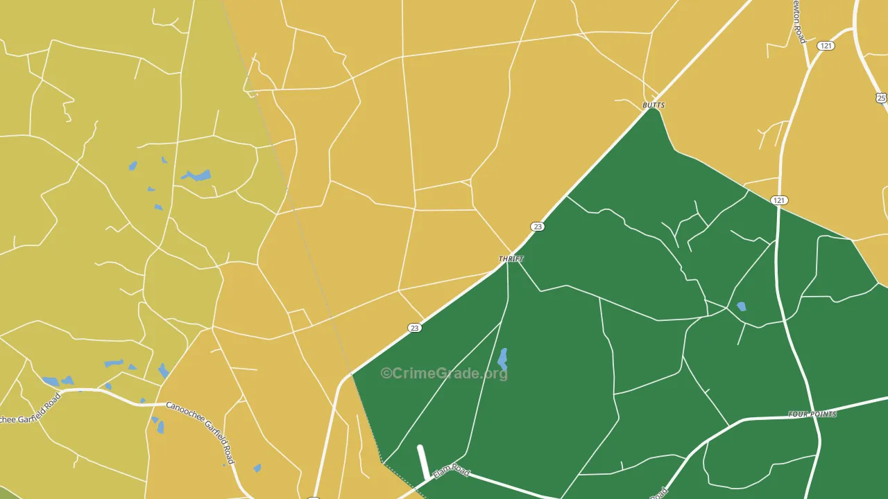 Thrift, GA Map of Murder Rates
