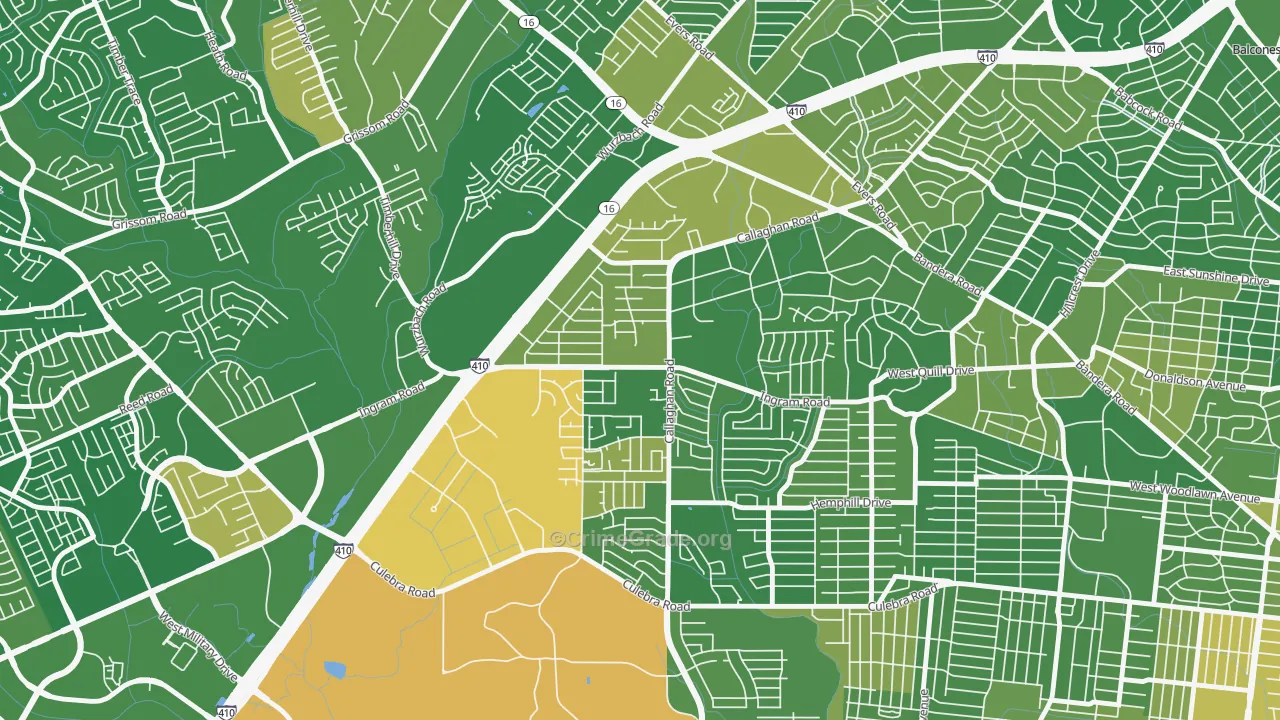 Thunderbird Hills, San Antonio, TX Map of Murder Rates