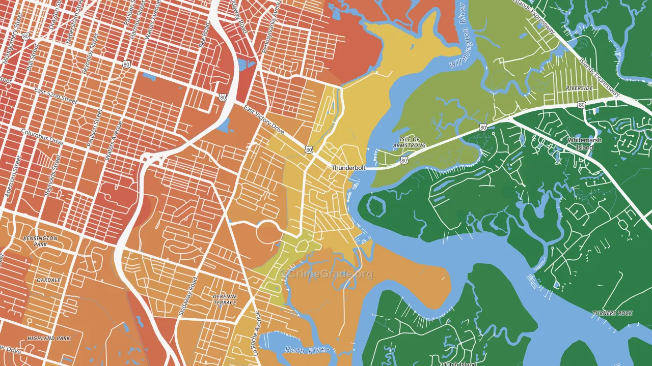 Thunderbolt, GA Map of Murder Rates