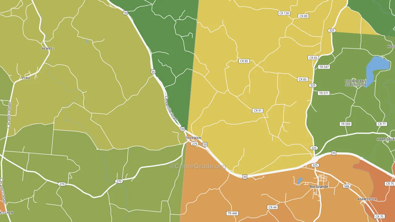 Thurman, OH Map of Murder Rates