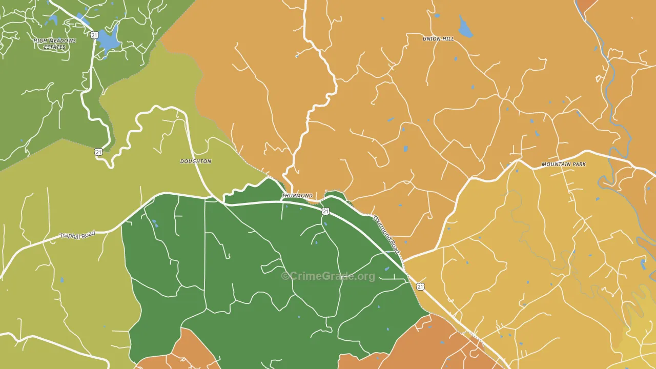 Thurmond, NC Map of Murder Rates