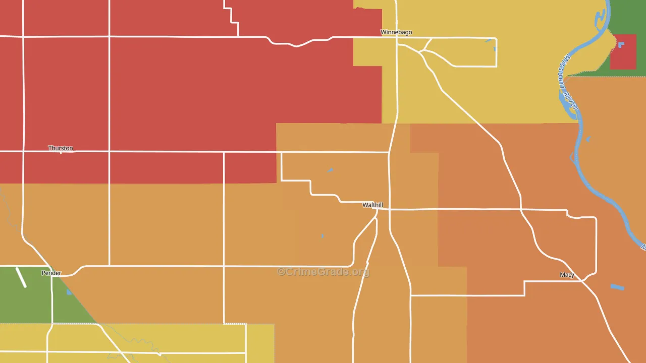 Thurston County, NE Map of Murder Rates