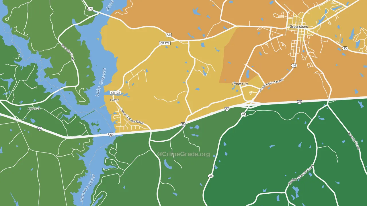 Thurston, GA Map of Murder Rates