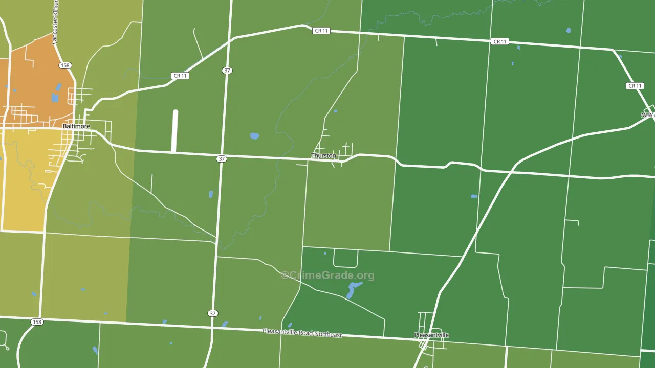 Thurston, OH Map of Murder Rates