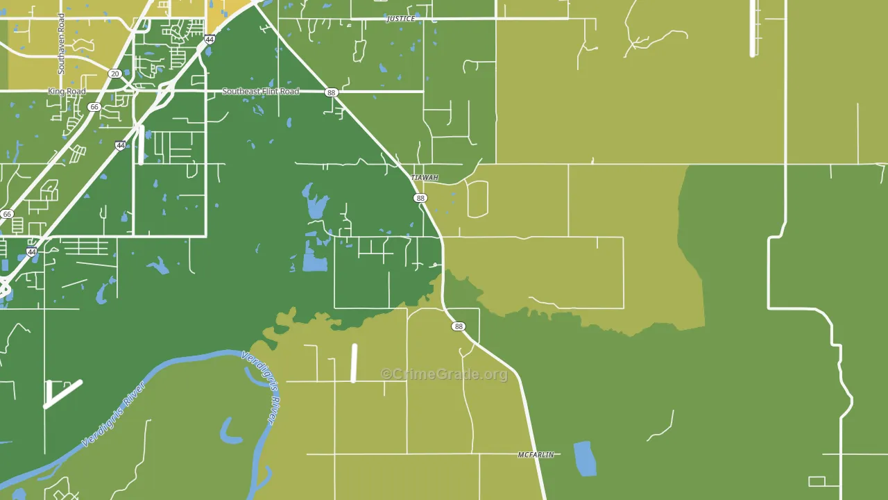 Tiawah, OK Map of Murder Rates