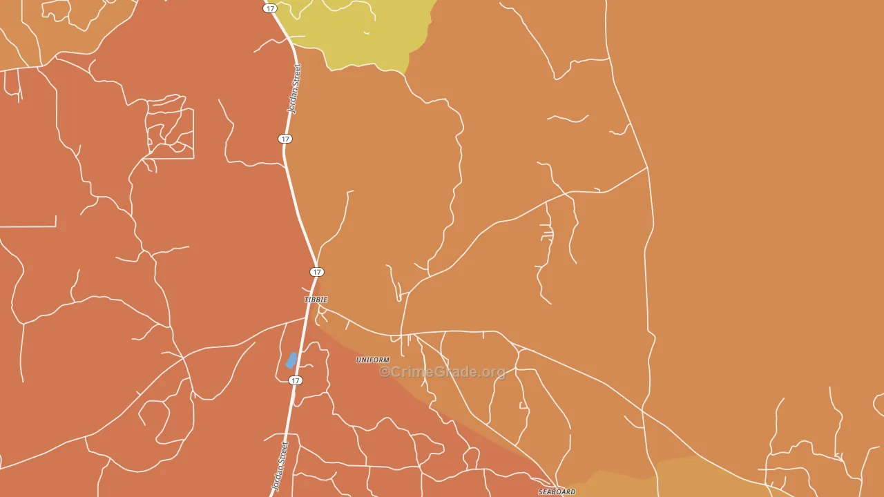 Tibbie, AL Map of Murder Rates
