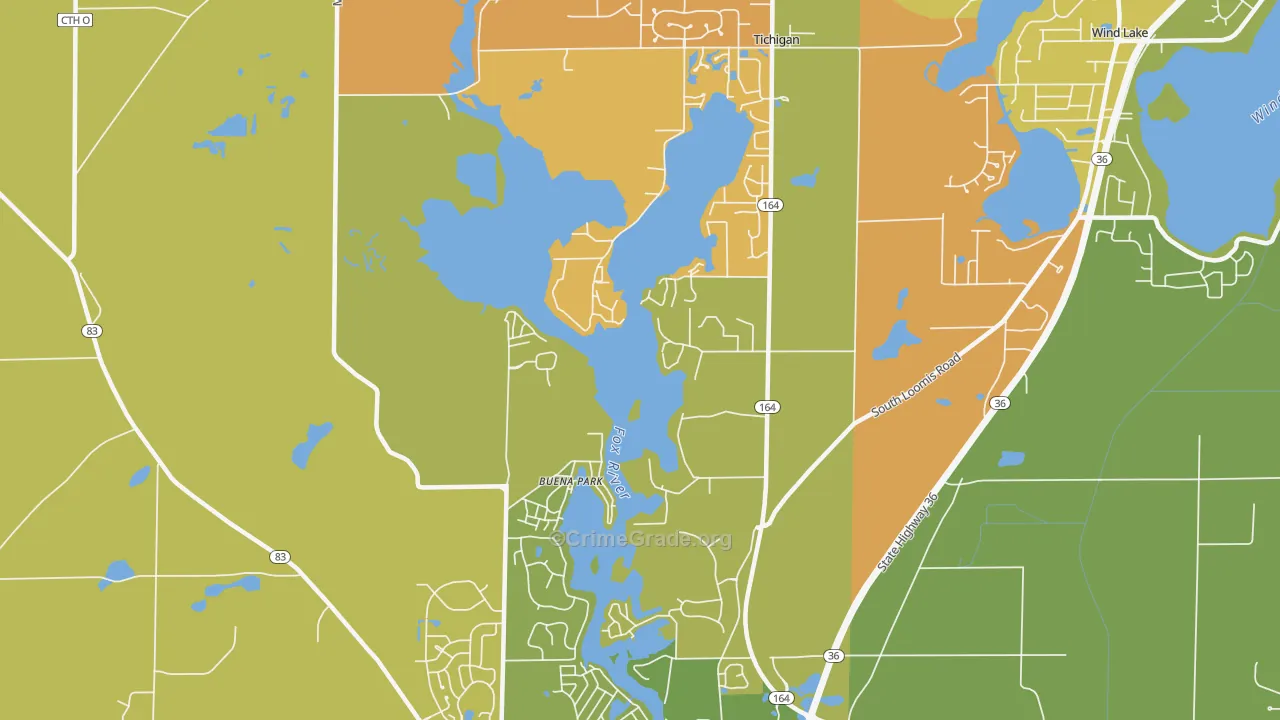 Tichigan, WI Map of Murder Rates