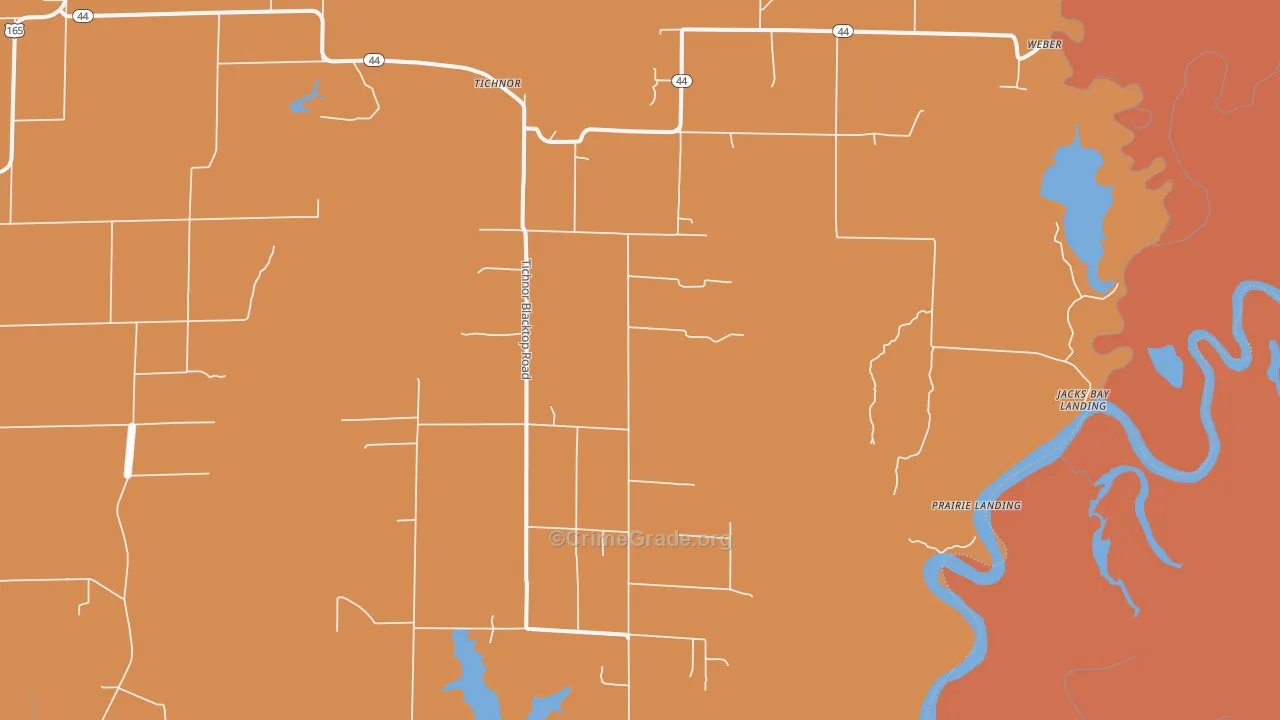 Tichnor, AR Map of Murder Rates