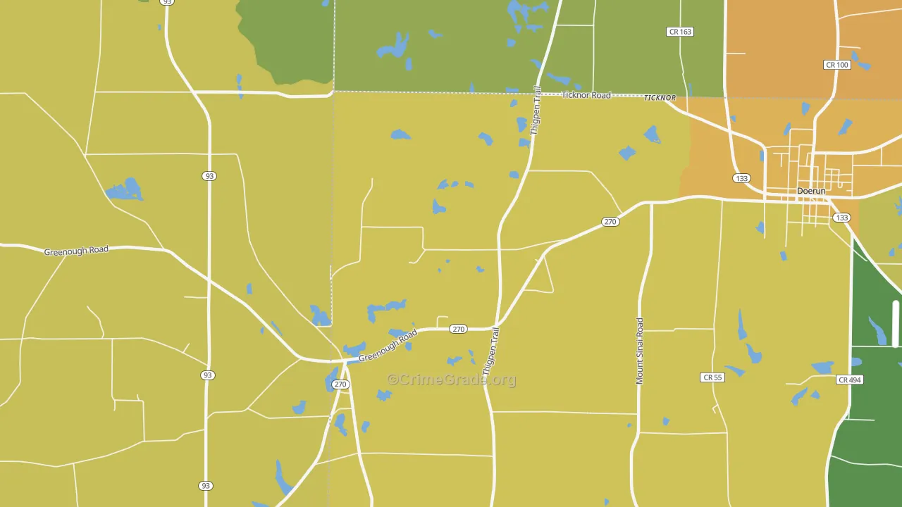 Ticknor, GA Map of Murder Rates