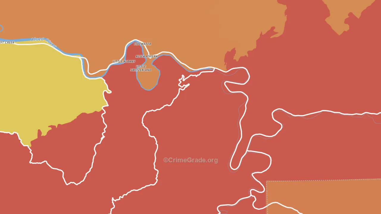 Tidewater, OR Map of Murder Rates