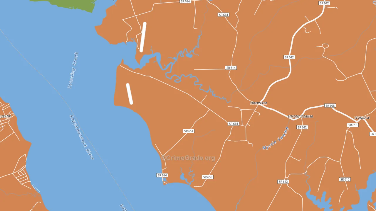 Tidewater, VA Map of Murder Rates