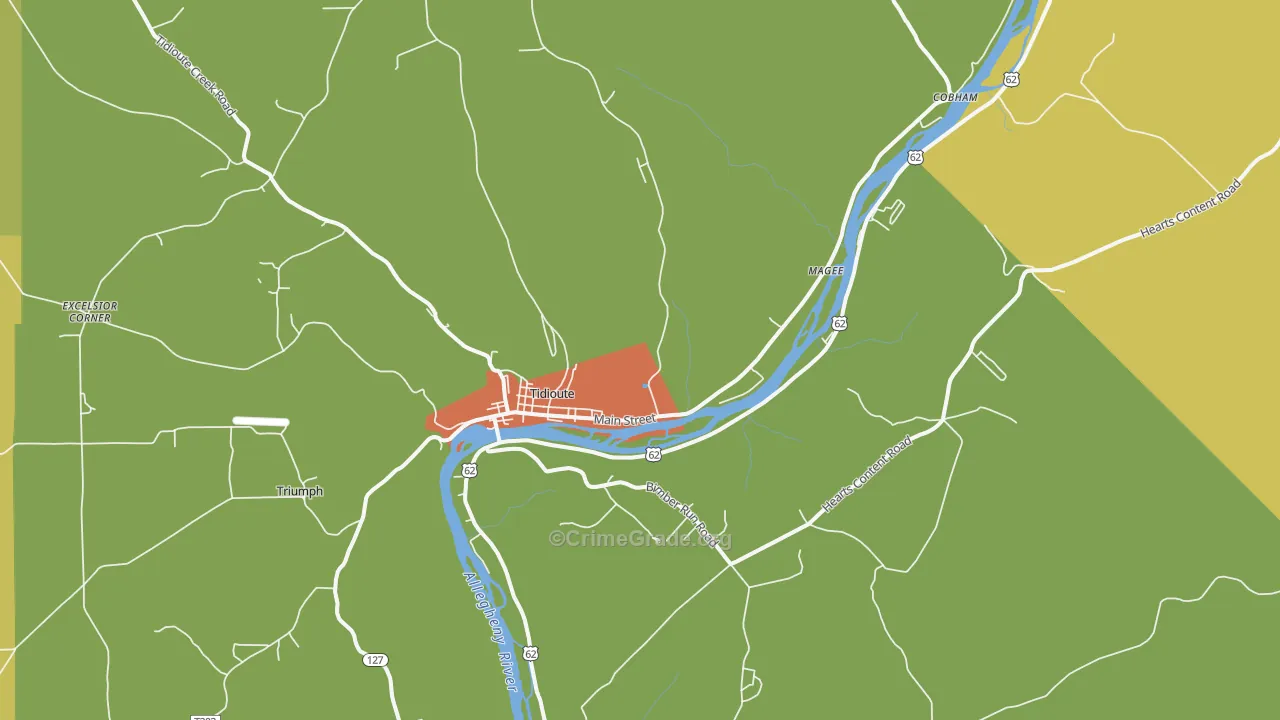 Tidioute, PA Map of Murder Rates