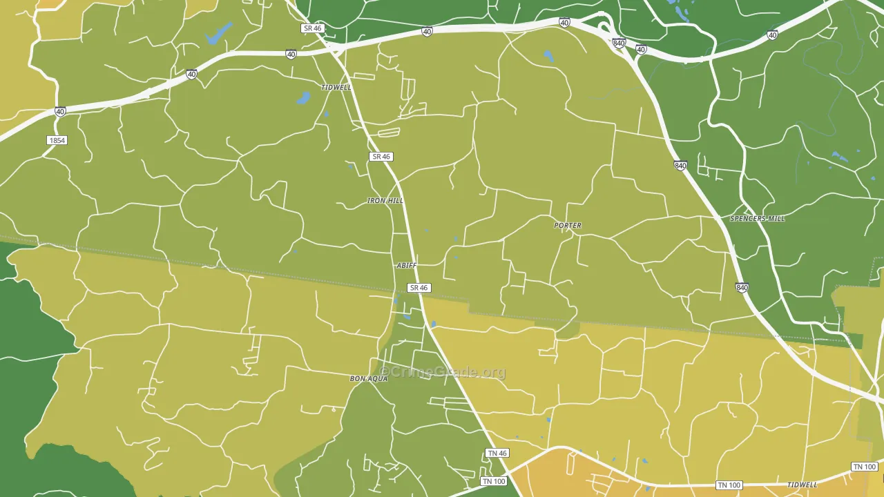 Tidwell, TN Map of Murder Rates
