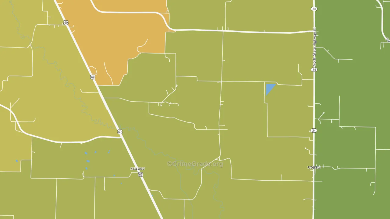 Tidwell, TX Map of Murder Rates