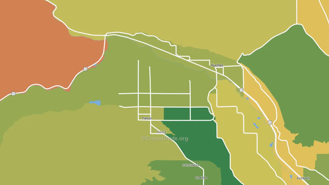 Tieton, WA Map of Murder Rates