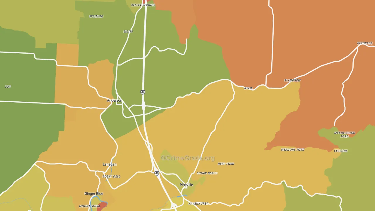 Tiff City, MO Map of Murder Rates