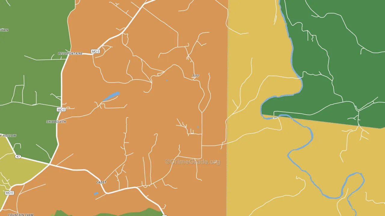Tiff, MO Map of Murder Rates