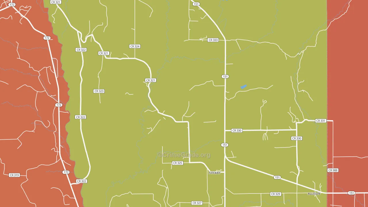 Tiffany, CO Map of Murder Rates