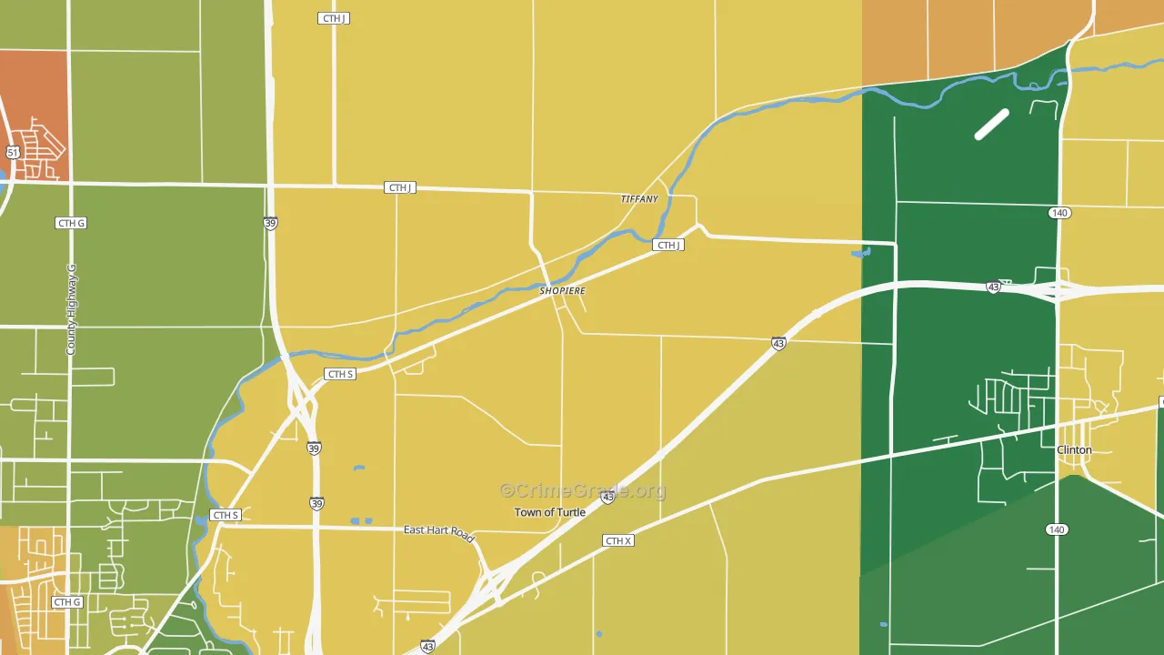 Tiffany, WI Map of Murder Rates