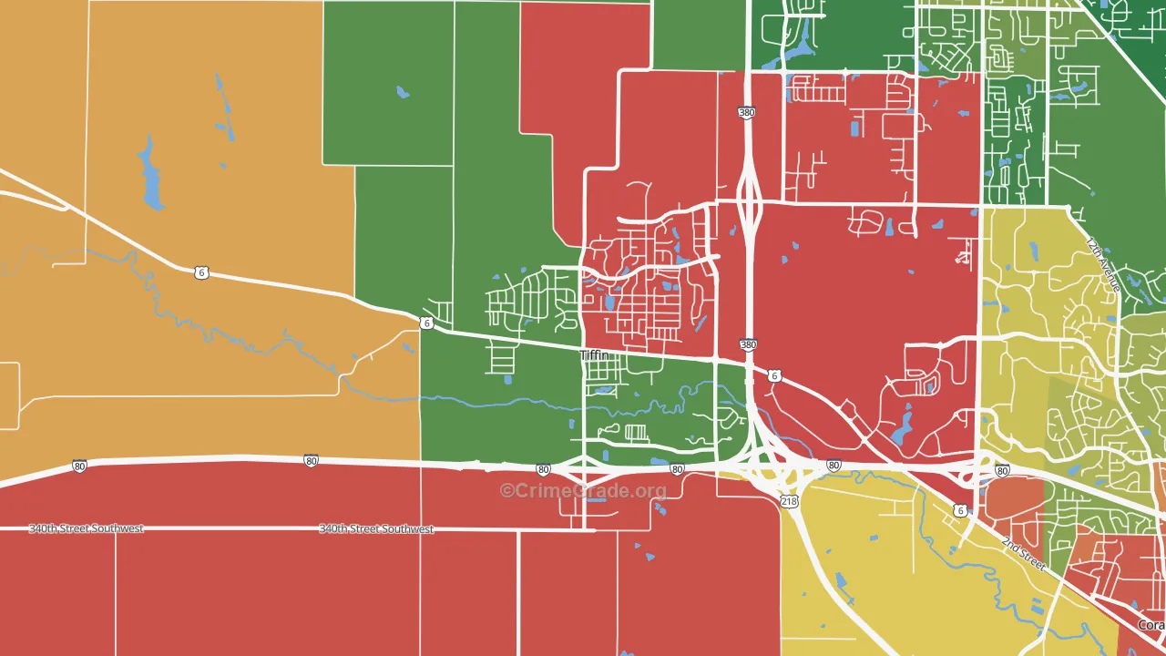 Tiffin, IA Map of Murder Rates