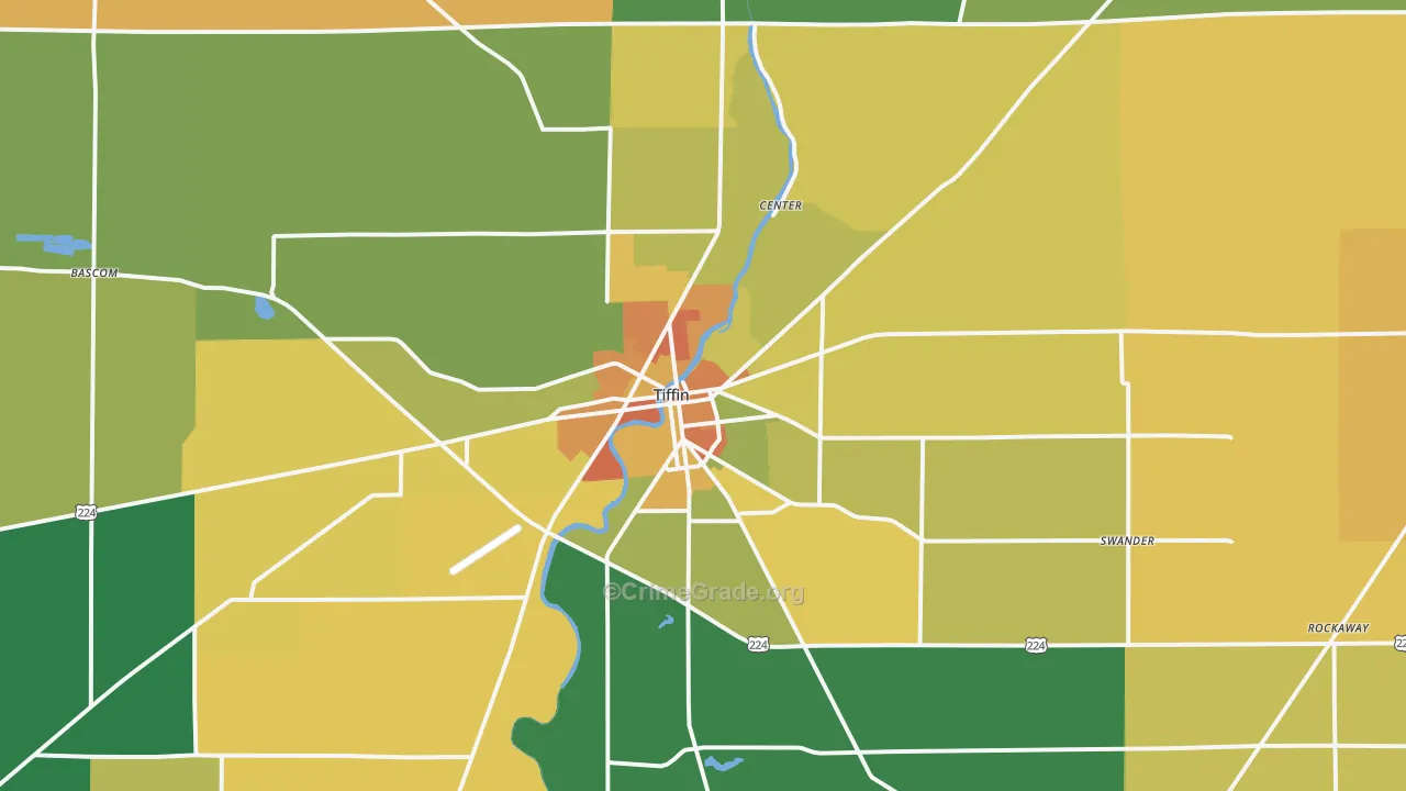 Tiffin, OH Map of Murder Rates