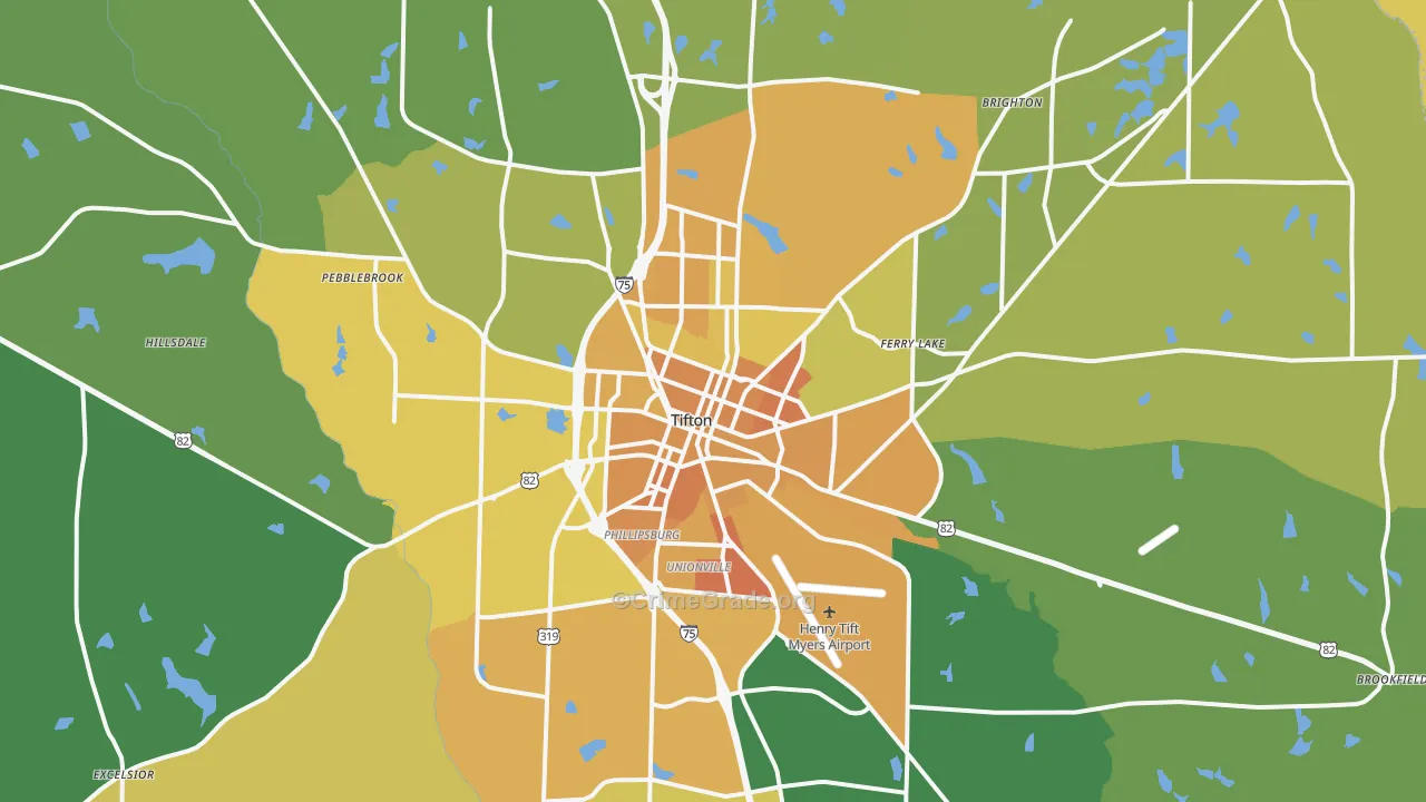 Tifton, GA Map of Murder Rates