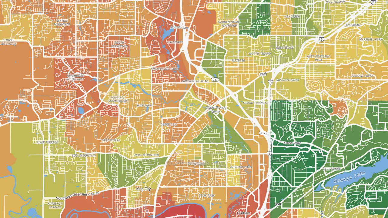 Tigard, OR Map of Murder Rates