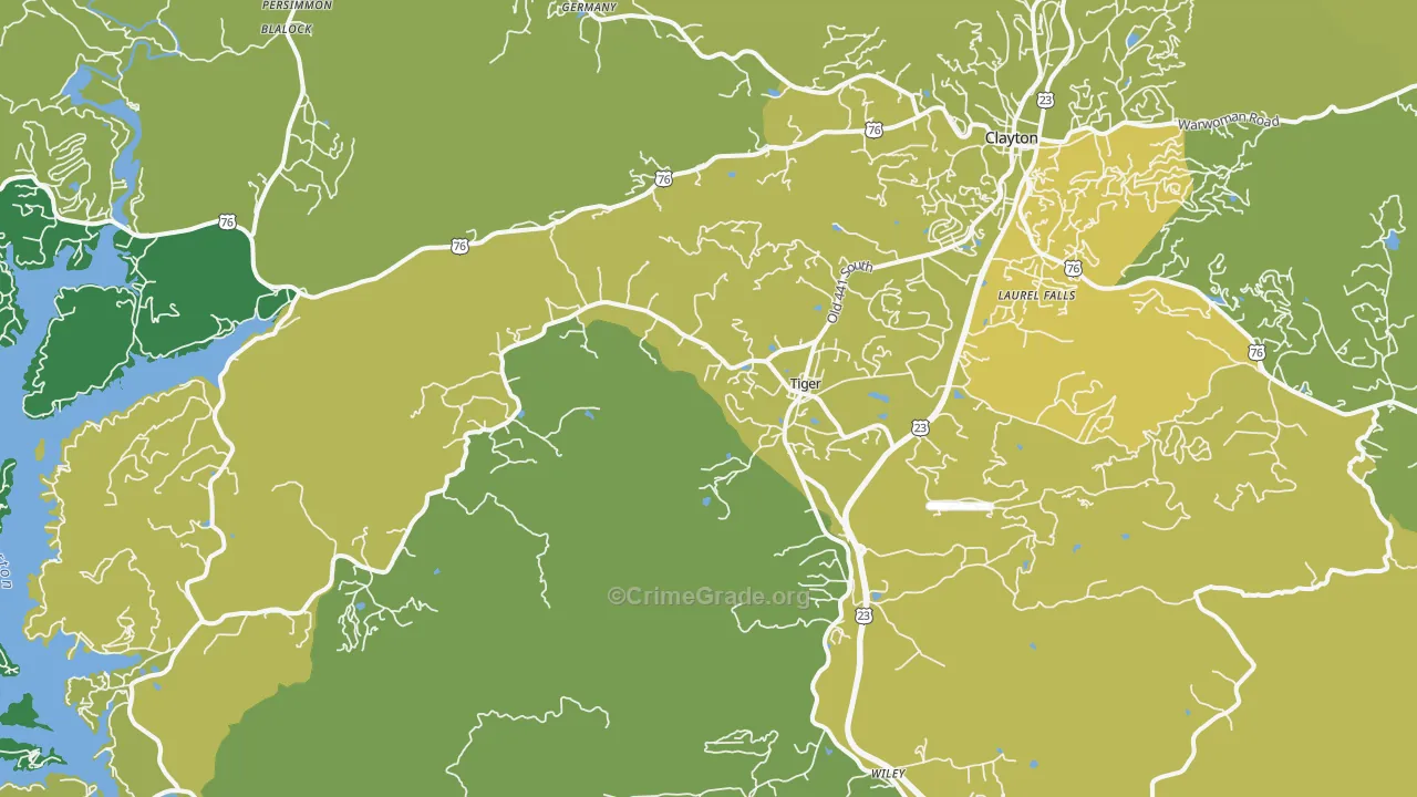 Tiger, GA Map of Murder Rates